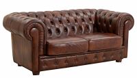 2-Sitzer Chesterfield Sofa Bridgeport Wischleder braun