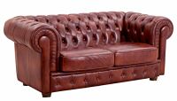 2-Sitzer Chesterfield Sofa Bridgeport Wischleder rot