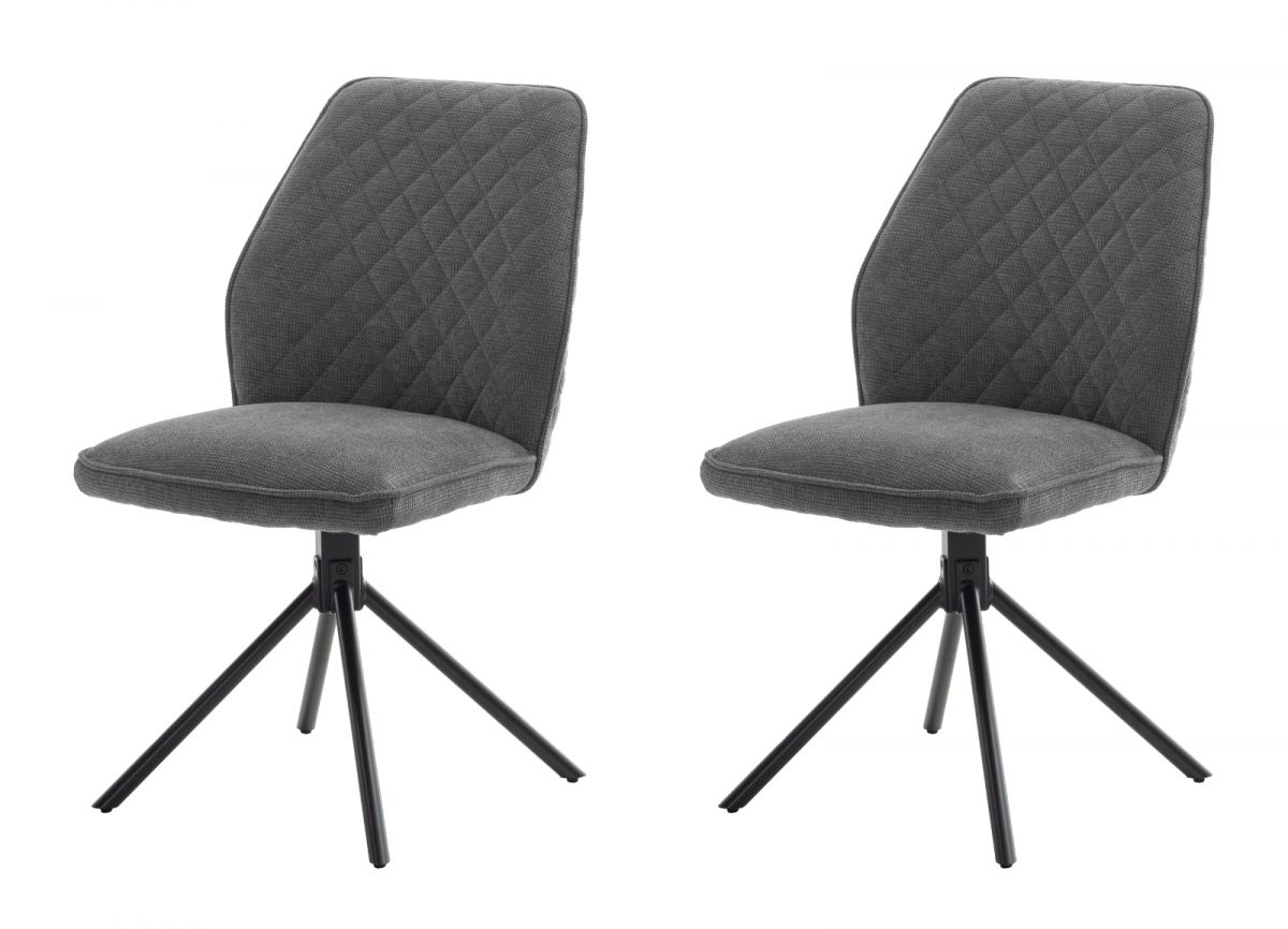 2 x Stuhl Acandi in grau Chenille-Optik 4-Fussstuhl 180- drehbar Esszimmerstuhl 2er Set mit Komfortsitzhöhe