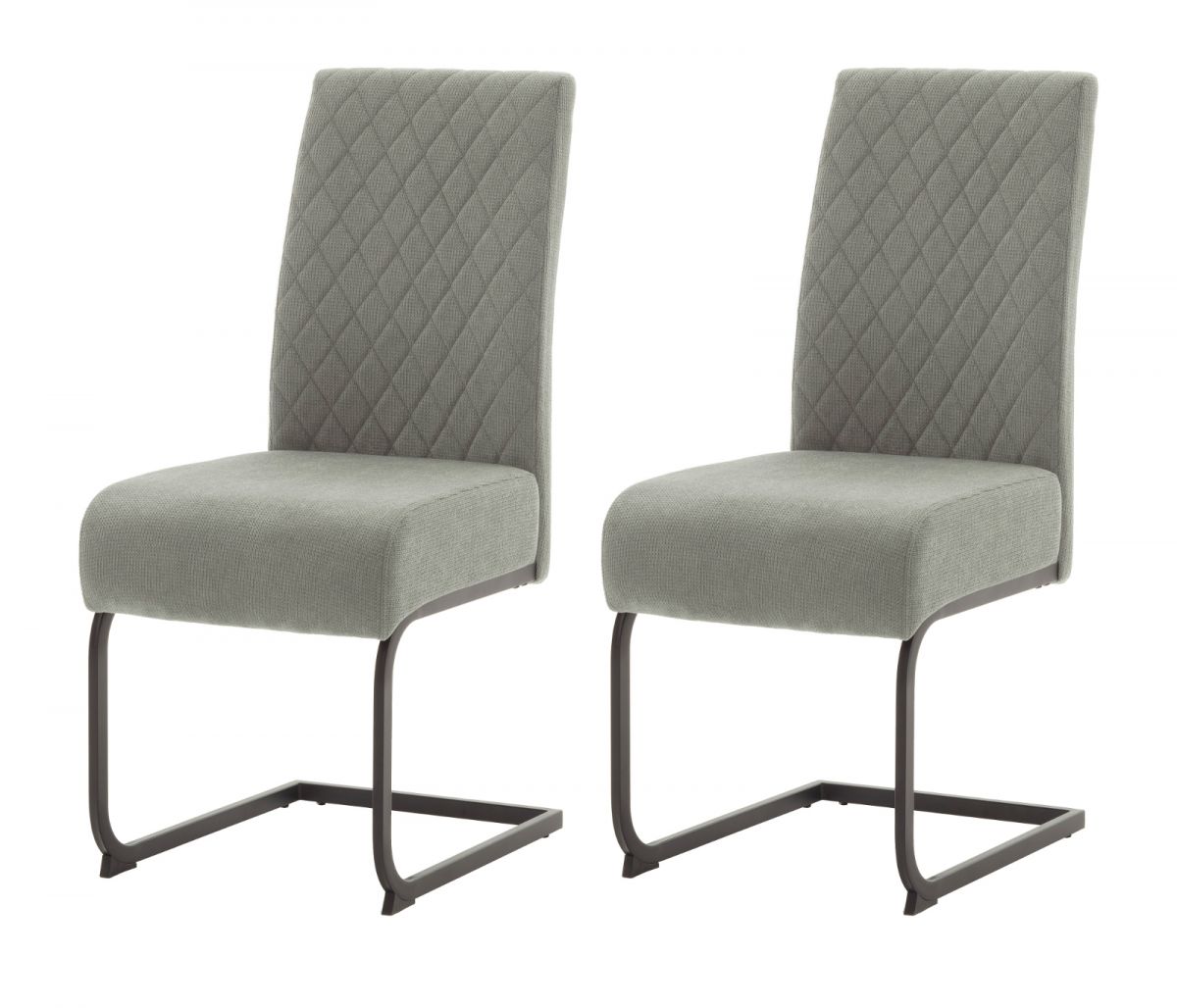 2 x Stuhl Derry in grau Chenille-Optik Freischwinger mit Komfortsitzhöhe und Federkern 2er Set