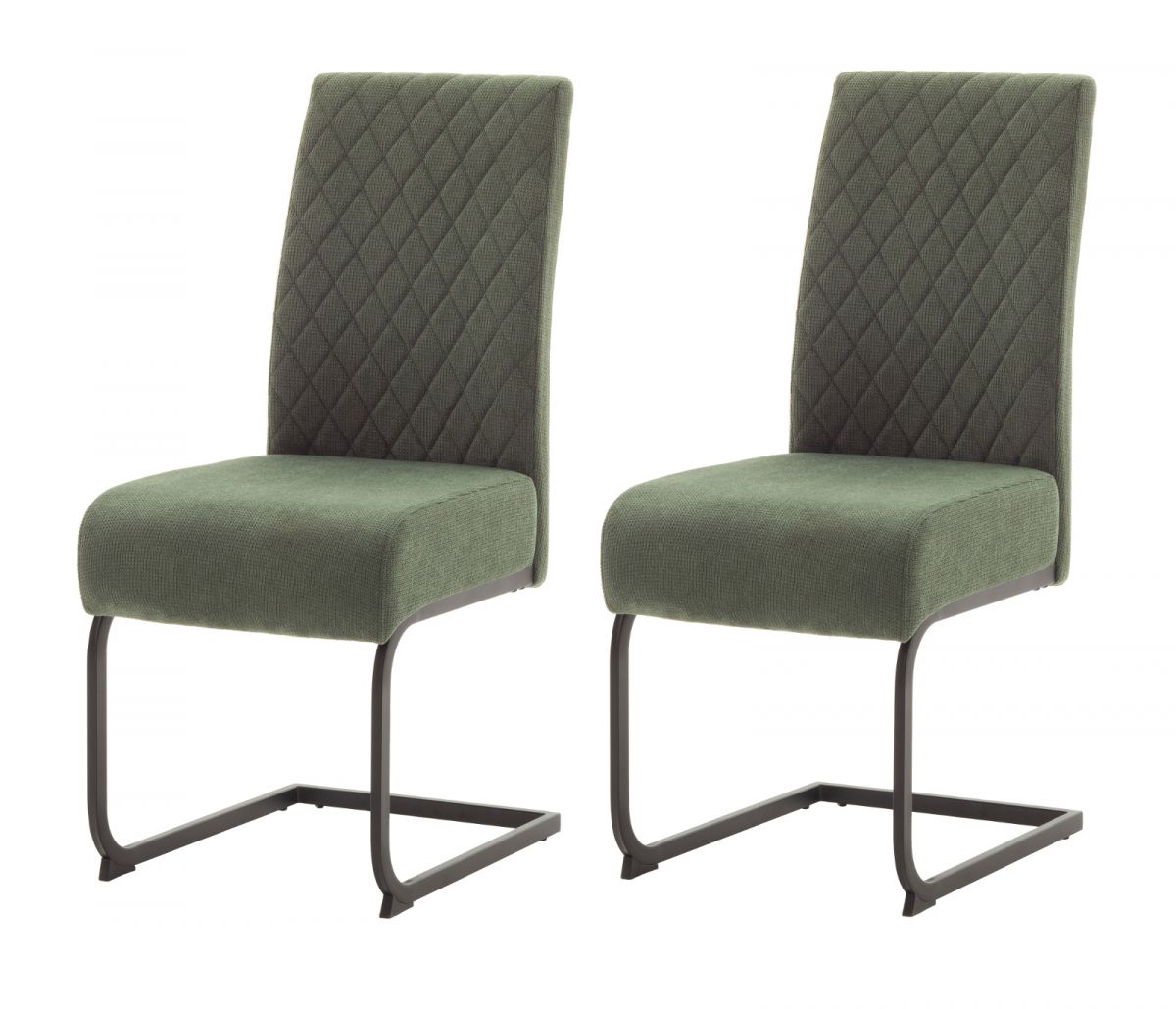2 x Stuhl Derry in olive Chenille-Optik Freischwinger mit Komfortsitzhhe und Federkern 2er Set