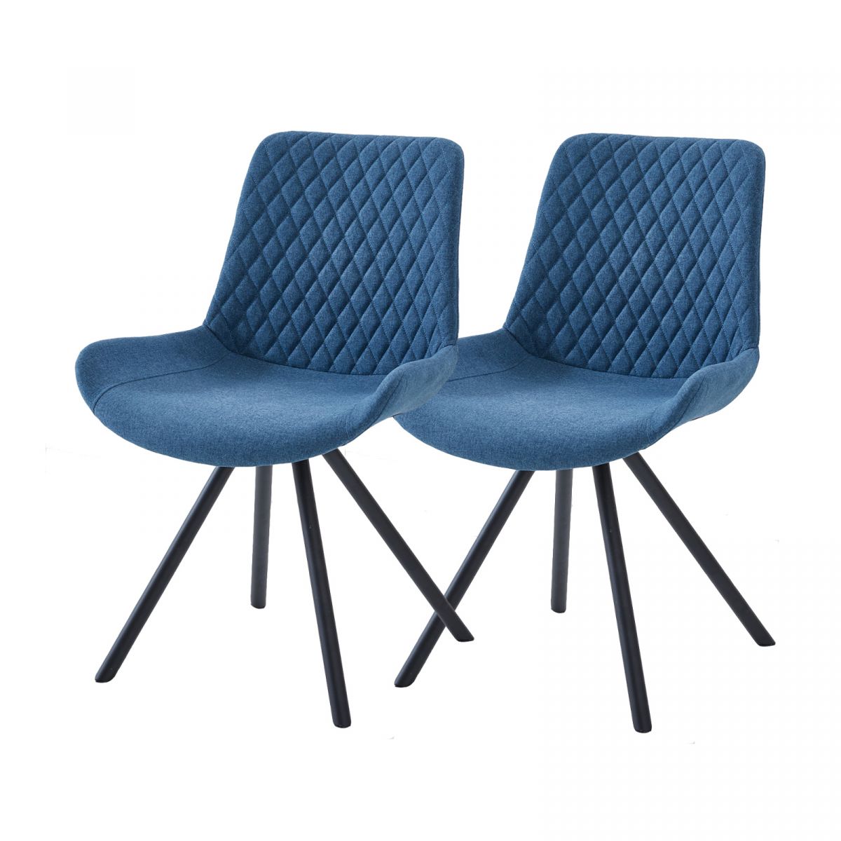 2 x Stuhl Meran in blau und Metallgestell schwarz Esszimmerstuhl 2er Set