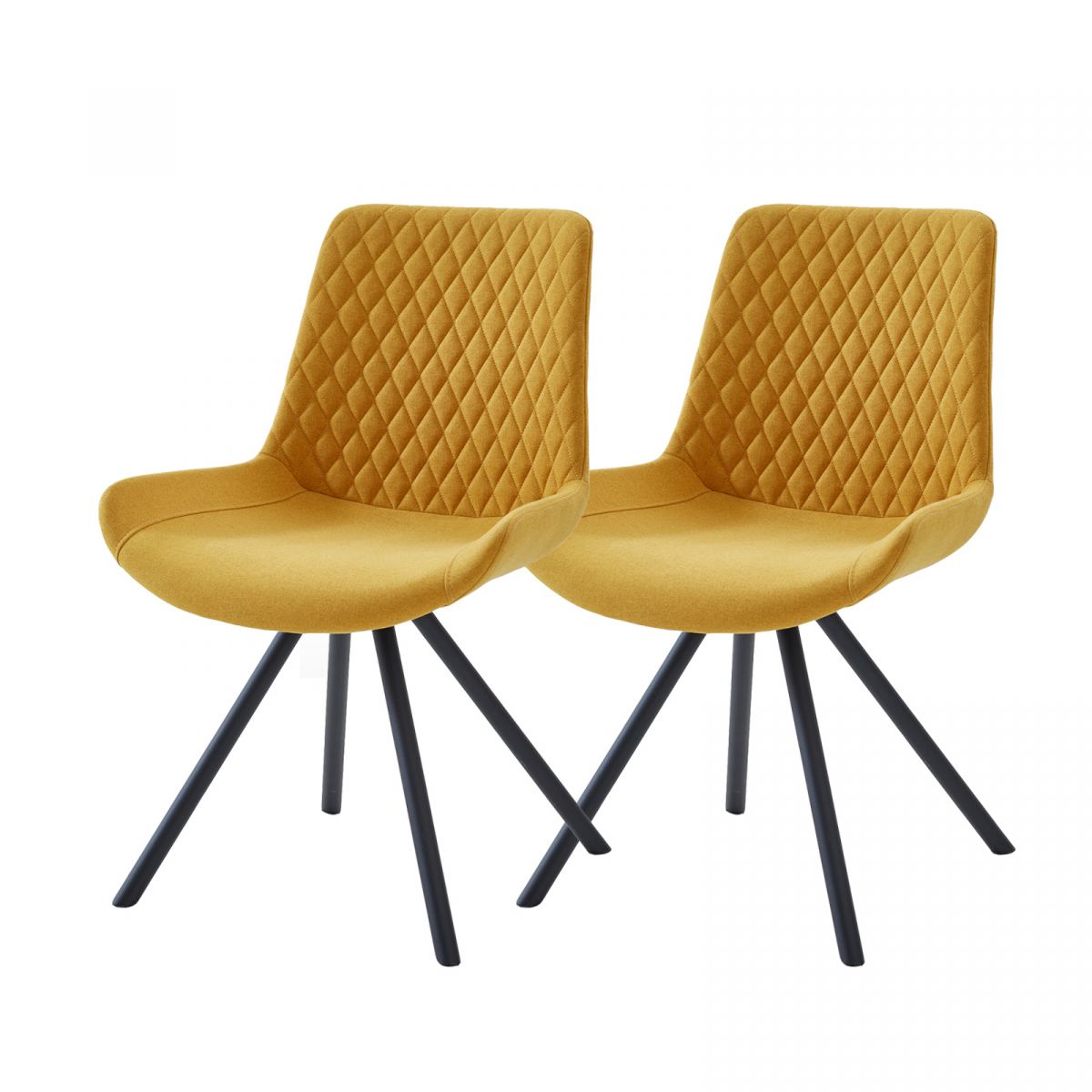 2 x Stuhl Meran in gelb und Metallgestell schwarz Esszimmerstuhl 2er Set unter Esszimmer > Stühle > Stoff