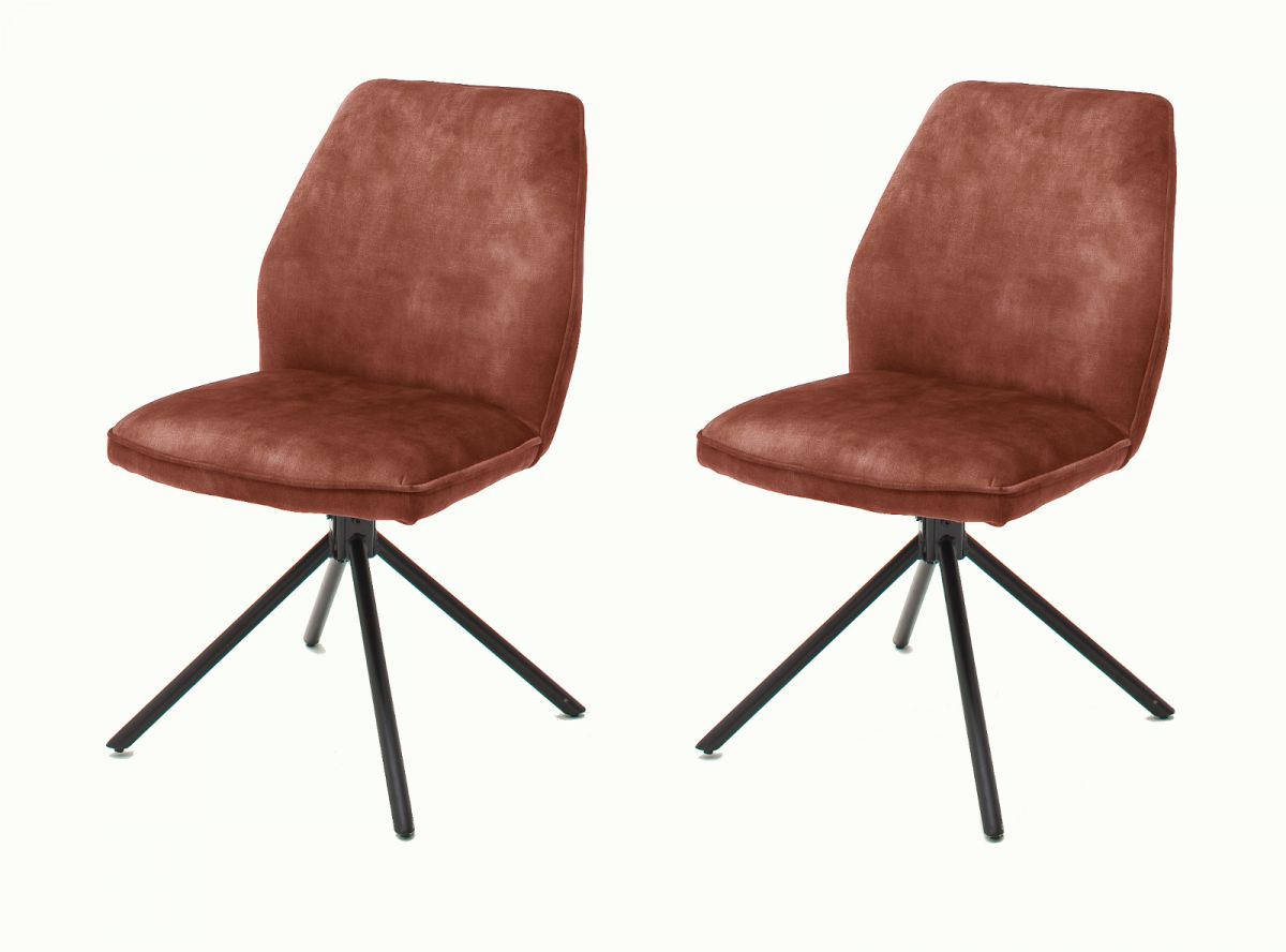 2 x Stuhl Ottawa in rostbraun Vintage Velours-Optik Esszimmerstuhl 2er Set mit Komfortsitzhöhe