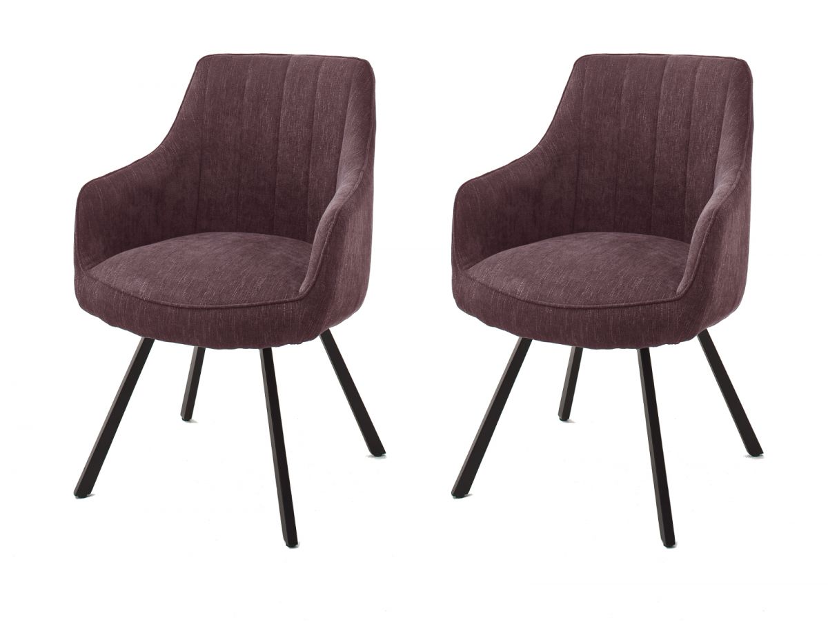2 x Stuhl Sassello in merlot Chenille-Optik 4-Fussstuhl 180- drehbar Esszimmerstuhl 2er Set mit Komfortsitzhöhe