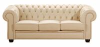 3-Sitzer Chesterfield-Sofa Chandler Kunstleder beige