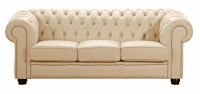 3-Sitzer Chesterfield-Sofa Chandler Kunstleder beige