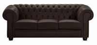 3-Sitzer Chesterfield-Sofa Chandler pigmentiertes Nappaleder braun