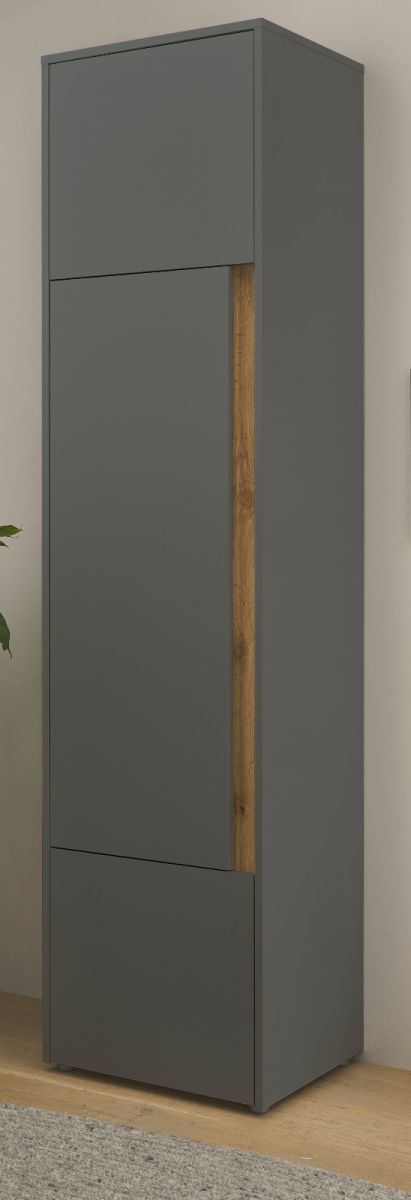 Aktenschrank Center in grau matt und Wotan Eiche Stauraumschrank für Homeoffice und Büro 50 x 200 cm
