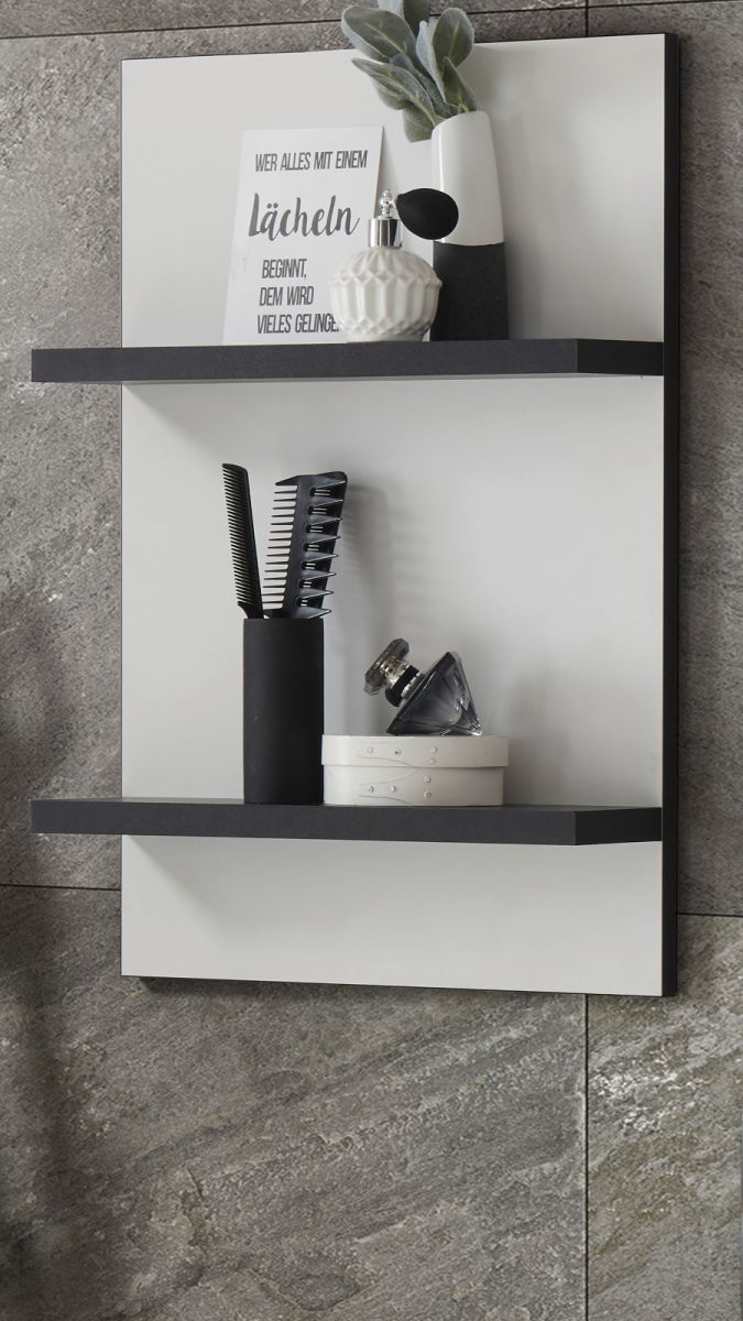 Badezimmer Hängeregal Design-D in weiss und schwarz Wandregal 40 x 62 cm Regal hängend