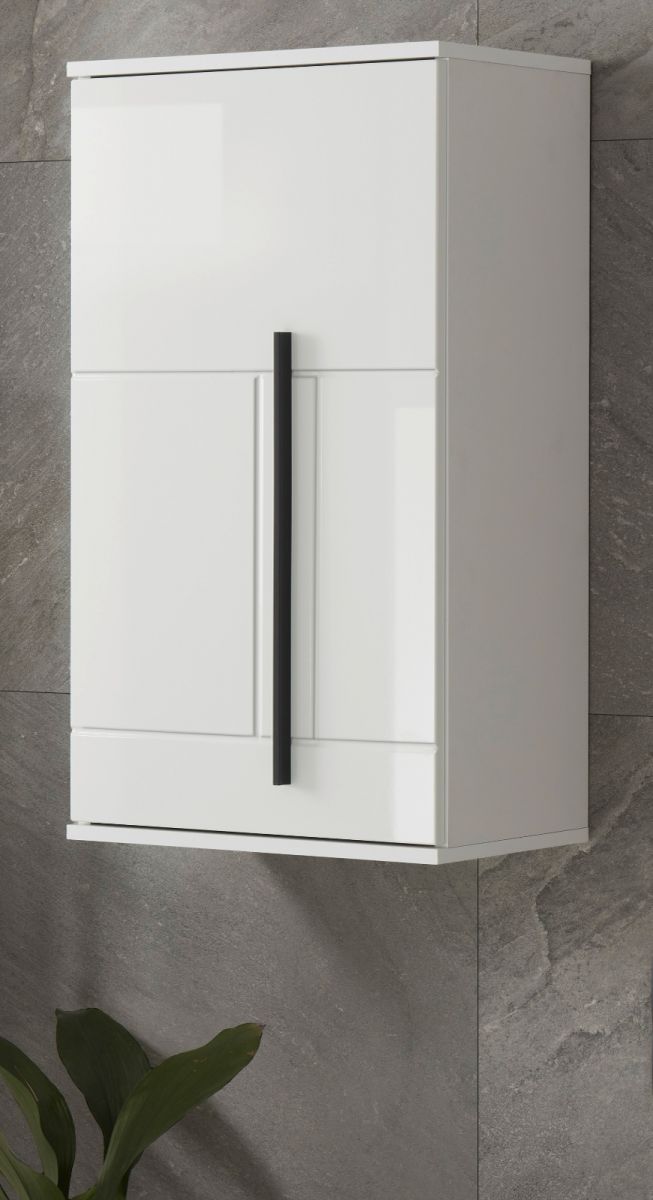 Badezimmer Hängeschrank Design-D in weiss Hochglanz Badschrank hängend 45 x 85 cm