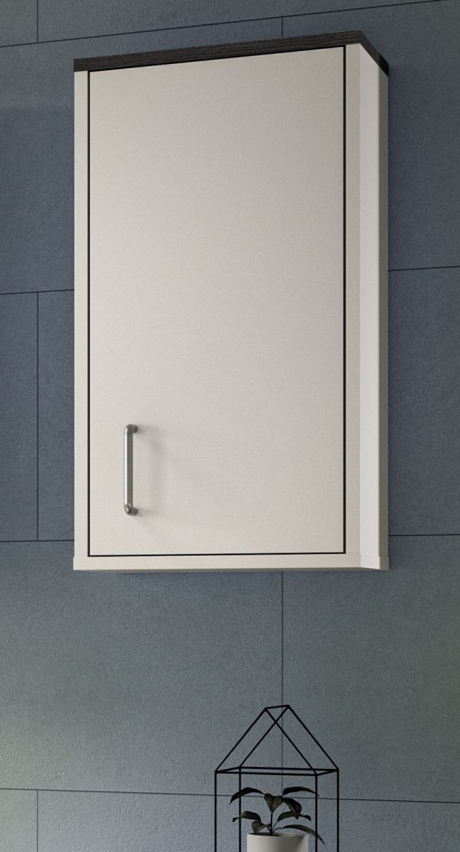 Badezimmer Hängeschrank LosAngeles in weiss und Rauchsilber grau Badschrank 32 x 60 cm