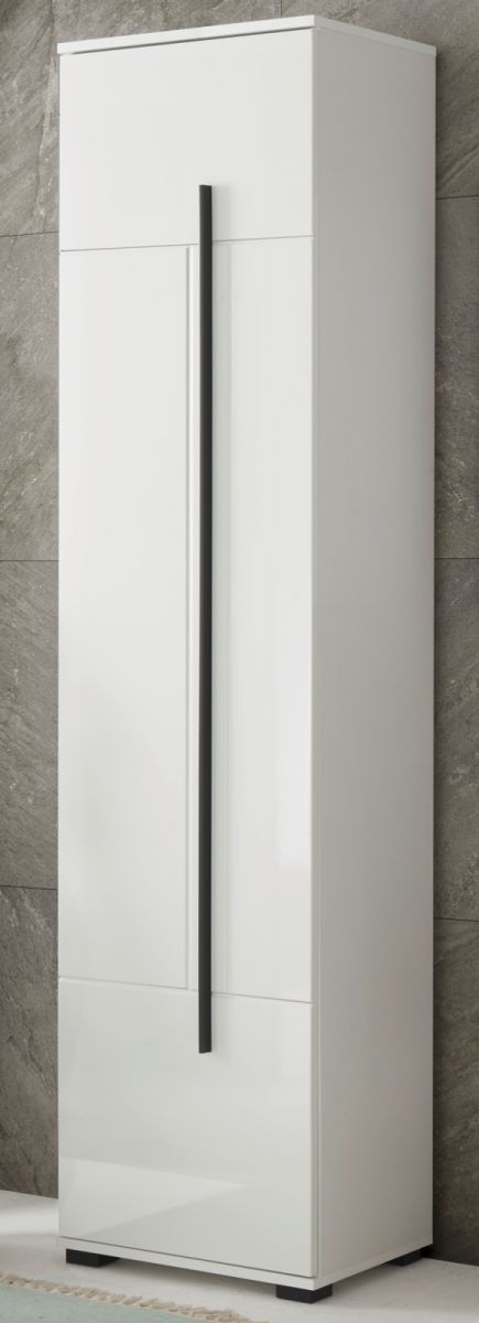 Badezimmer Hochschrank Design-D in weiss Hochglanz Badschrank 45 x 200 cm
