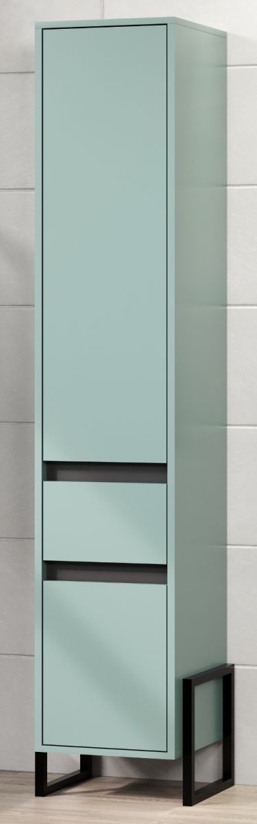 Badezimmer Hochschrank Matix in dusk blue und grau Badschrank 36 x 190 cm