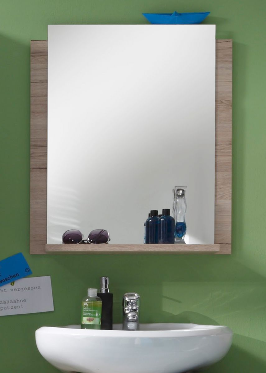 Badezimmer Spiegel Campus in Eiche San Remo hell Badspiegel mit Ablage 60 x 75 cm