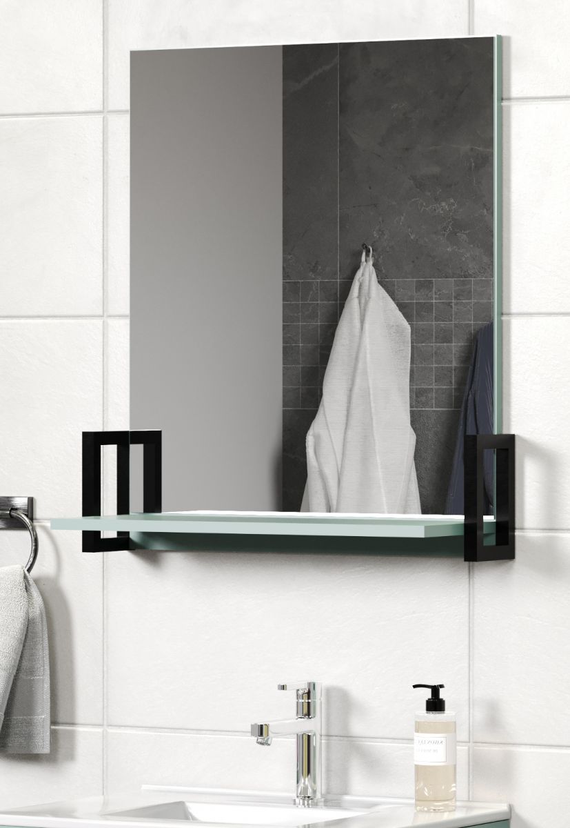 Badezimmer Spiegel Matix in dusk blue und grau Badspiegel 64 x 74 cm
