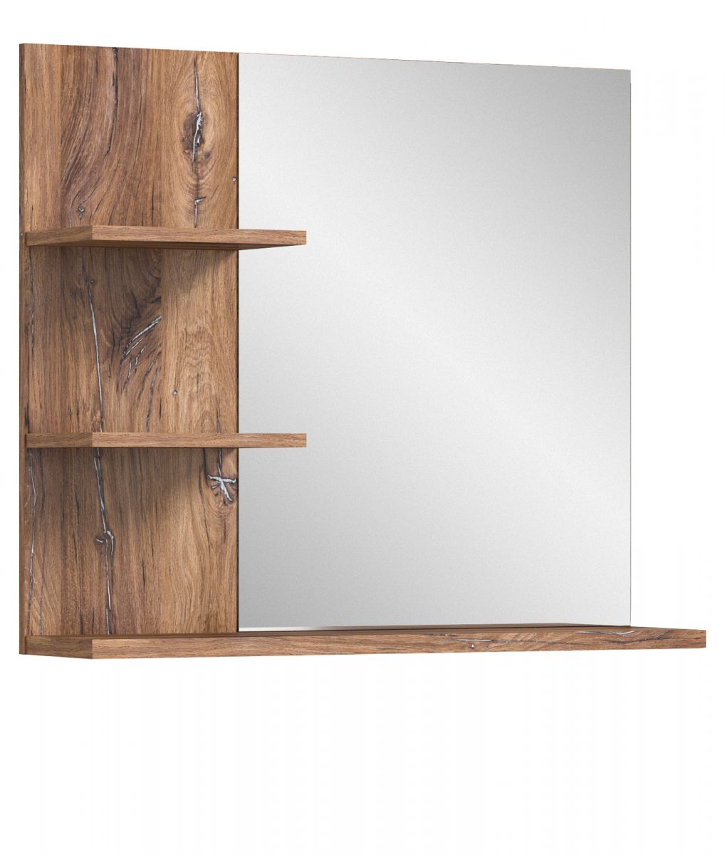 Badezimmer Spiegel Ramon in Flagstaff Eiche Badspiegel mit Ablage 80 x 70 cm