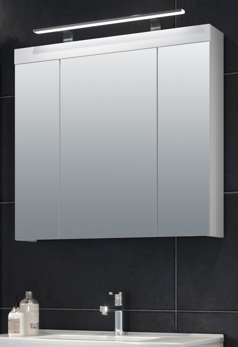Badezimmer Spiegelschrank Devon in weiss Badschrank 3-türig 80 x 75 cm