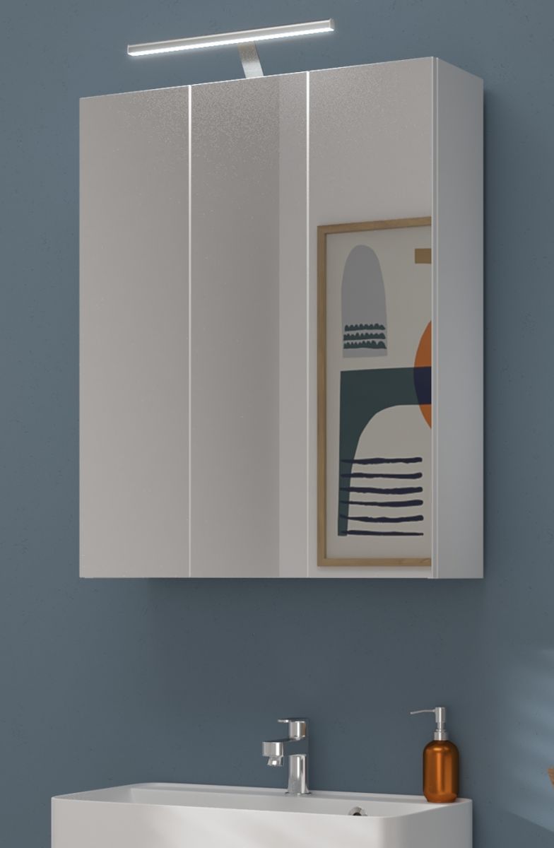 Badezimmer Spiegelschrank Michigan in weiss Badschrank 3-türig 60 x 76 cm