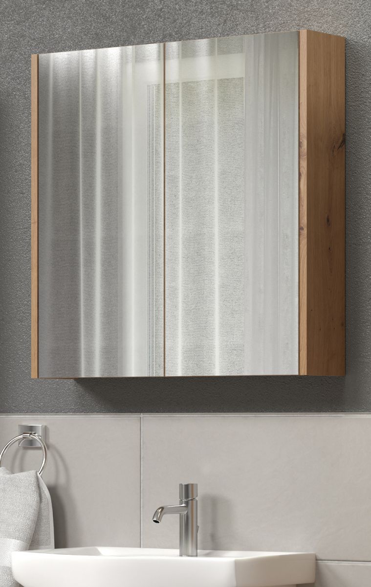 Badezimmer Spiegelschrank Touch in Artisan Eiche Badschrank 2-trig 69 x 70 cm