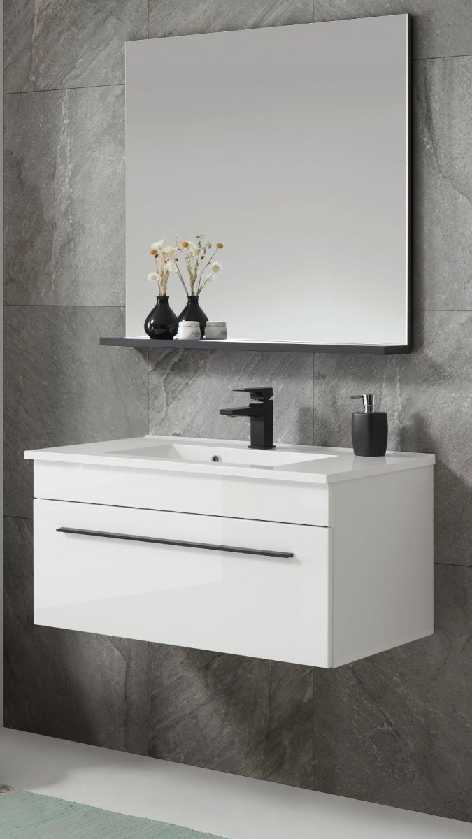 Badmöbel Set 3-teilig Design-D in Hochglanz weiss 80 x 200 cm unter Alle Zimmer > Badezimmer > Badmöbel Sets > weiß