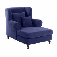 Big-Sessel Mareille- inkl- 2 Zierkissen Veloursstoff blau