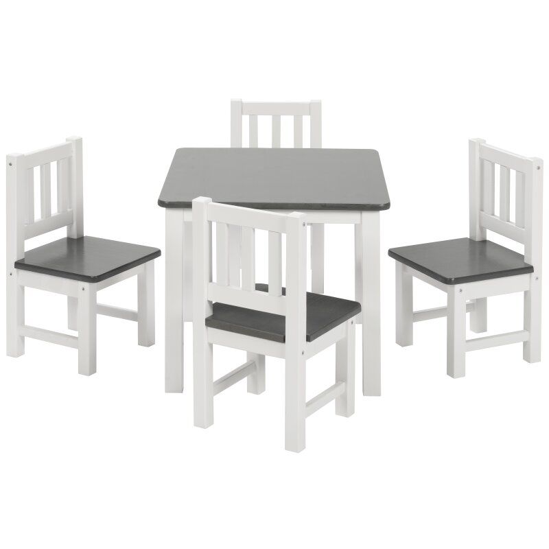 BOMI(R) Kindersitzgruppe Amy in weiss und grau Sitzgruppe Kindertisch und 4 x Stuhl