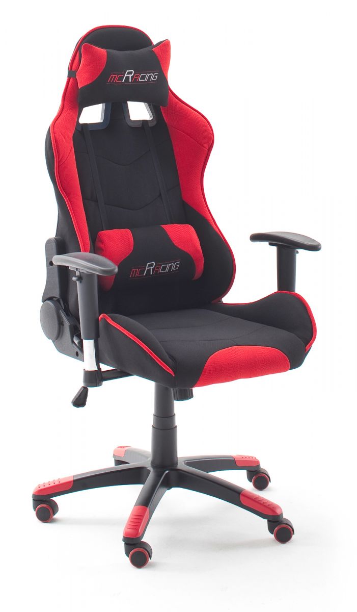 Bürostuhl Mc Racing in schwarz und rot mit Wippmechanik Chefsessel inkl- 2 verstellbarer Stützkissen Gaming Stuhl