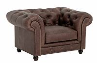 Chesterfield Sessel Orleans leicht pigmentiertes Nappaleder (Antikleder) braun