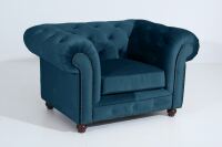 Chesterfield Sessel Orleans Samtvelours petrol unter Wohnraum > Sessel & Hocker