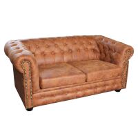 Chesterfield Sofa 2 Sitzer Microfaser Vintage