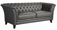 Chesterfield Sofa Norfolk - 2-5-Sitzer leicht pigmentiertes Nappaleder graphit