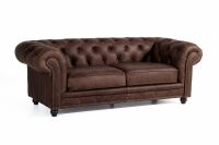 Chesterfield Sofa Orleans (2-5-Sitzer) leicht pigmentiertes Nappaleder (Antikleder) braun