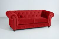 Chesterfield Sofa Orleans (2-5-Sitzer) Samtvelours rot