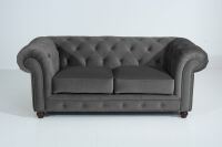 Chesterfield Sofa Orleans (2-Sitzer) Samtvelours anthrazit