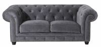 Chesterfield Sofa Orleans (2-Sitzer) Samtvelours grau