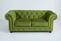 Chesterfield Sofa Orleans (2-Sitzer) Samtvelours oliv