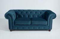 Chesterfield Sofa Orleans (2-Sitzer) Samtvelours petrol