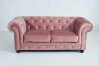 Chesterfield Sofa Orleans (2-Sitzer) Samtvelours rose