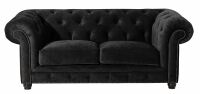 Chesterfield Sofa Orleans (2-Sitzer) Samtvelours schwarz