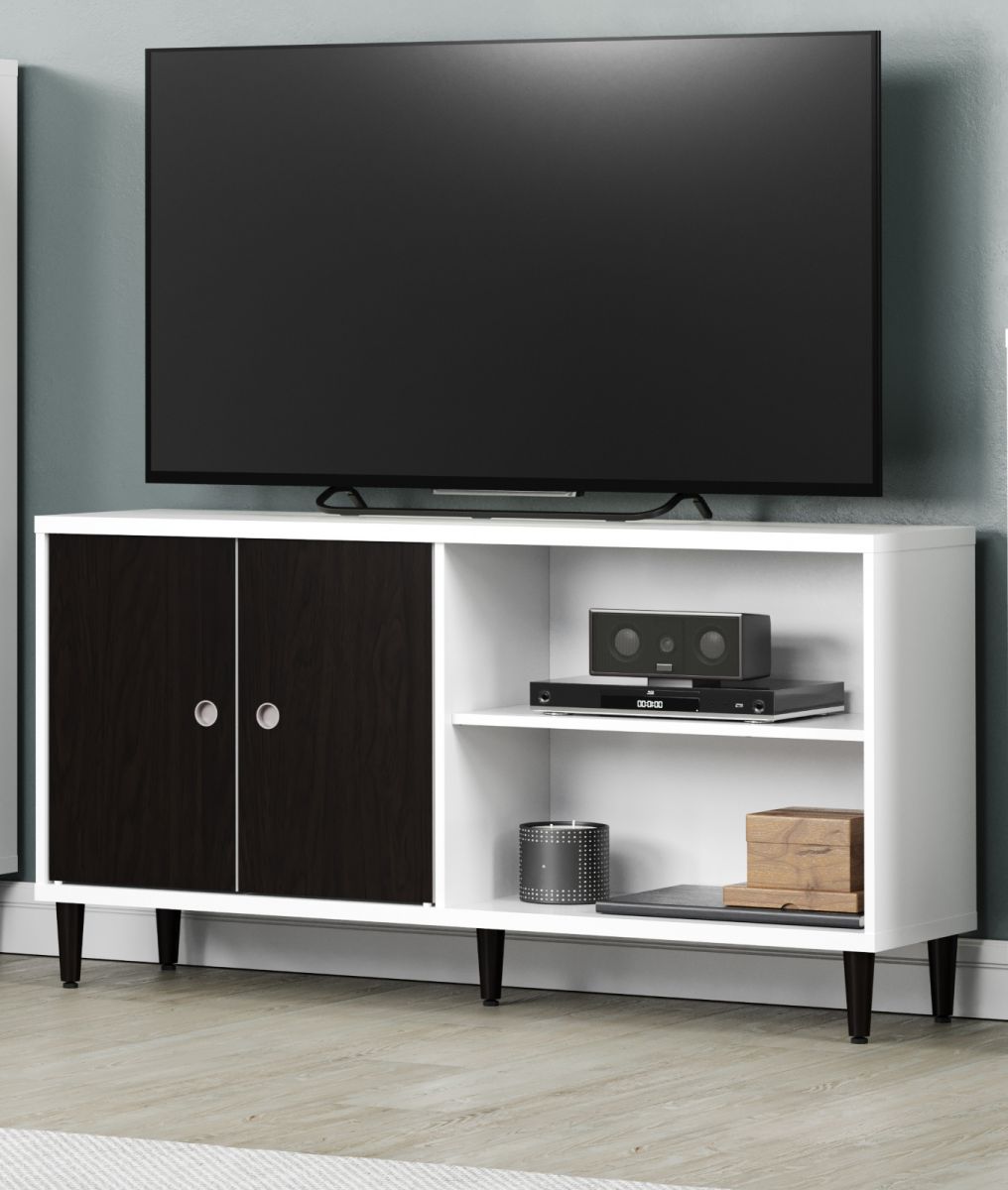Click System TV-Lowboard Evolution in weiss und Wenge Lack TV Unterteil mit Wechselfront 136 x 70 cm