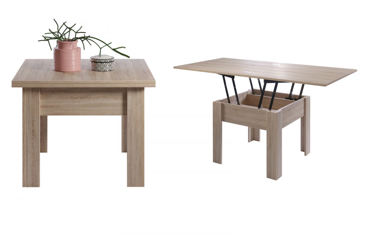 Couchtisch - Esstisch Flipp Eiche Sonoma Tisch höhenverstellbar Tischplatte ausziehbar 70 - 140 cm