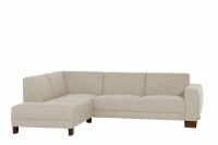 Ecksofa Blackpool- Ottomane links Flachgewebe (Leinenoptik) creme