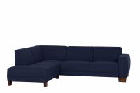 Ecksofa Blackpool- Ottomane links Flachgewebe (Leinenoptik) dunkelblau