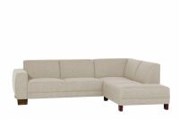 Ecksofa Blackpool- Ottomane rechts Flachgewebe (Leinenoptik) creme