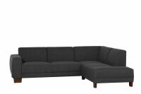 Ecksofa Blackpool- Ottomane rechts Flachgewebe (Leinenoptik) schwarz