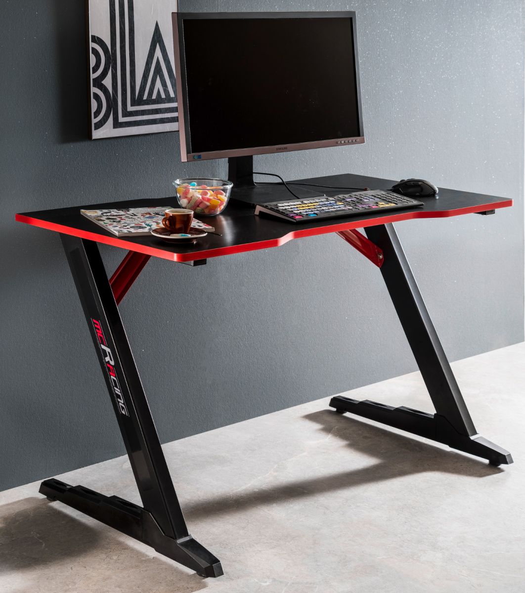 Gamingtisch mcRacing in schwarz und rot 120 cm
