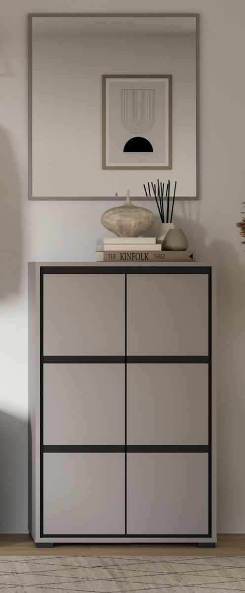 Garderobe Set 2-teilig Jaru in grau und schwarz Garderobenkombination 65 x 196 cm unter Flur und Diele > Garderoben Sets > 2-teilig