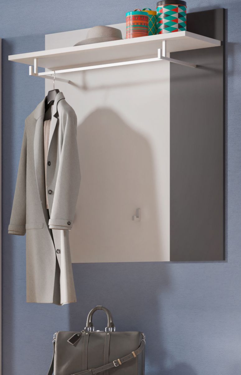 Garderobenpaneel Kato in weiss und grau Flur Wandgarderobe 85 x 91 cm