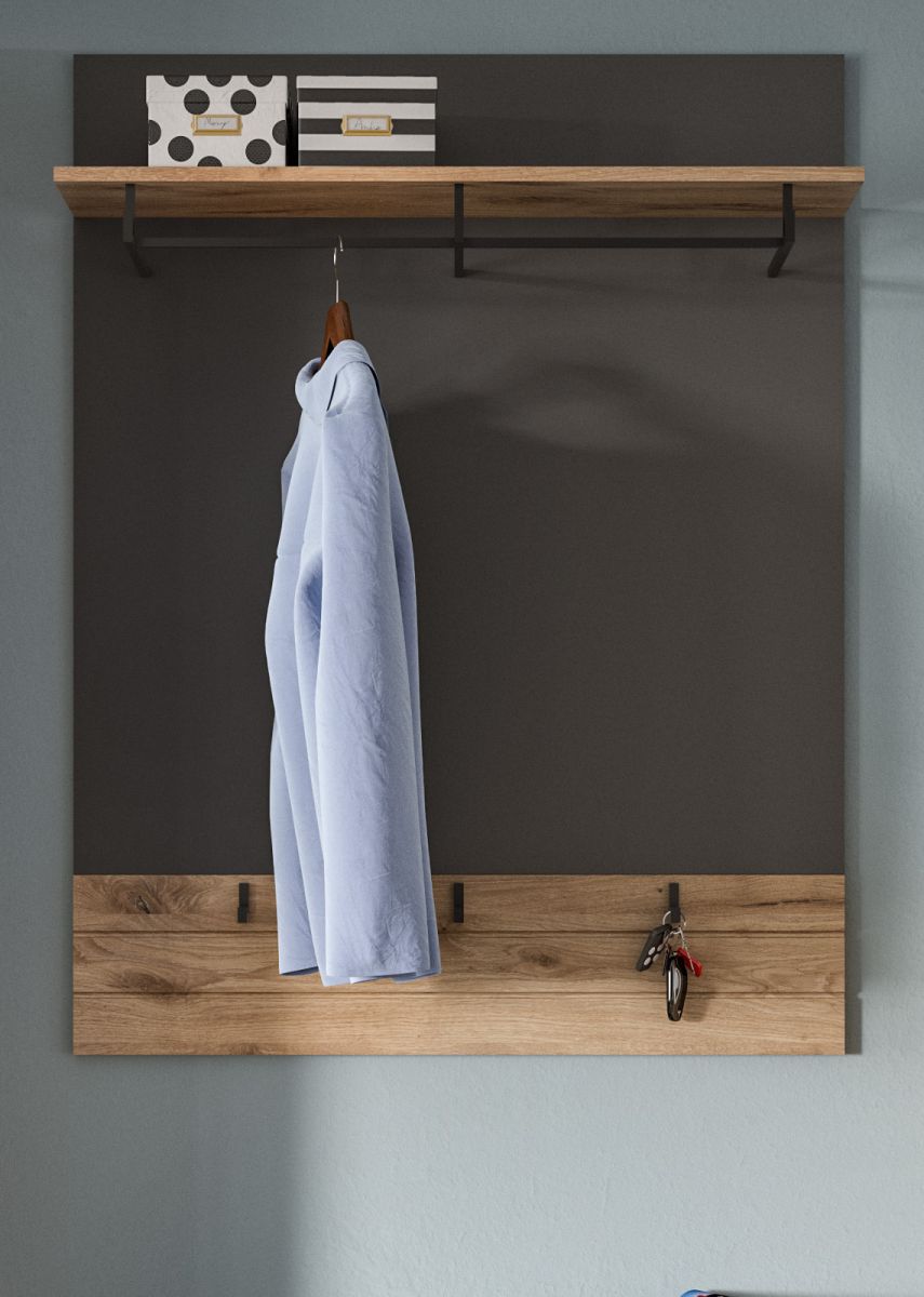 Garderobenpaneel Mason in Eiche und grau 90 x 117 cm